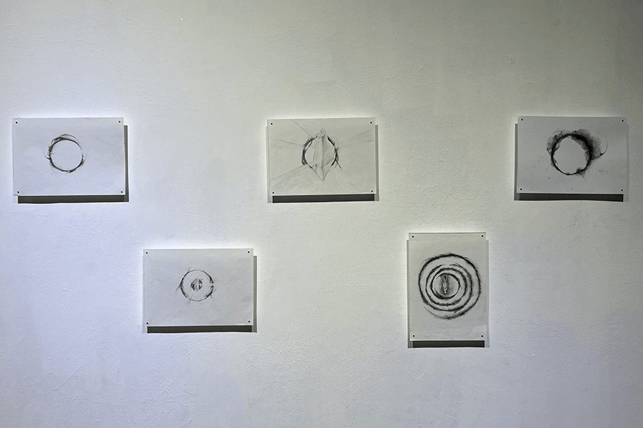 Serie de bocetos en exhibición