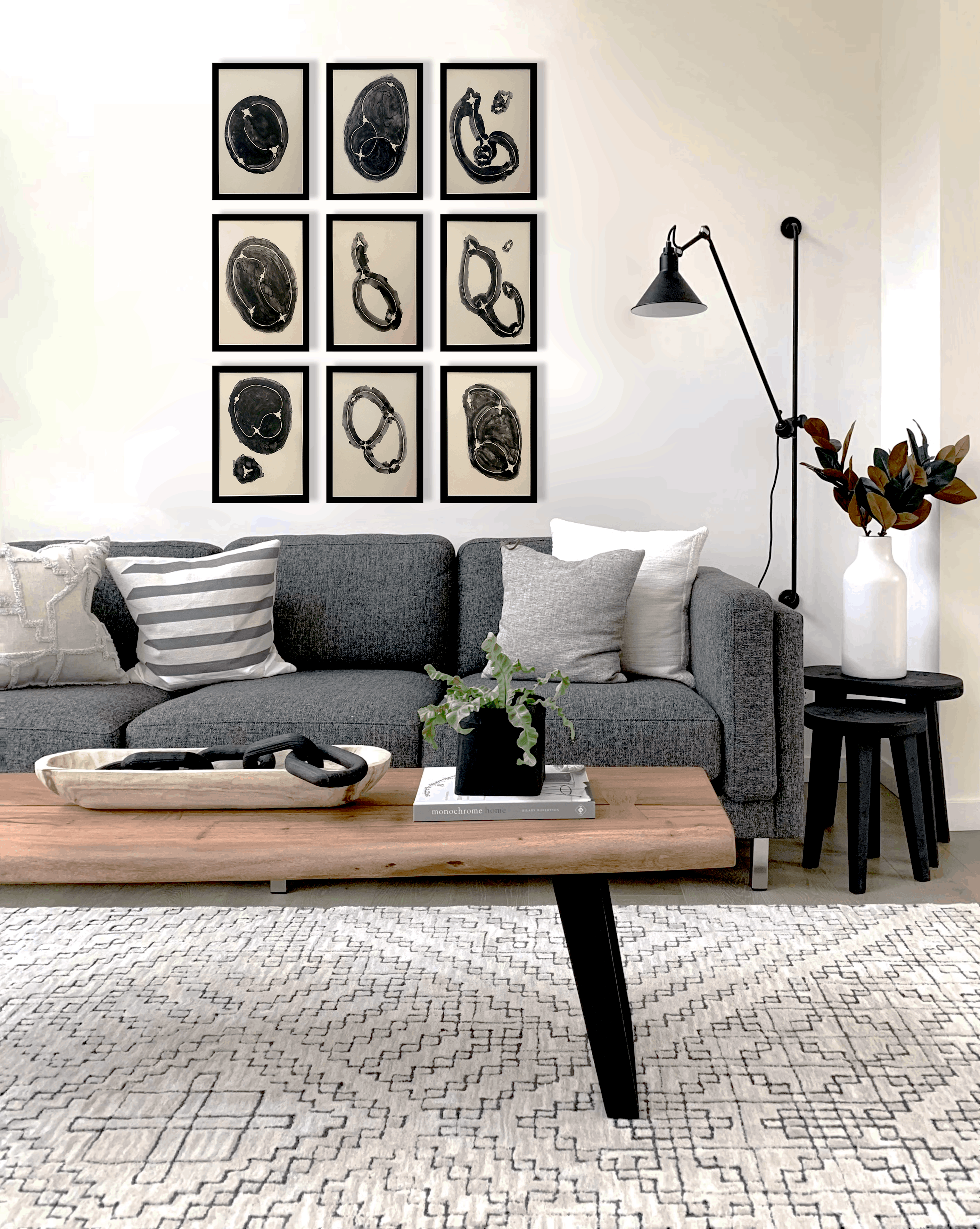 Serie de bocetos en exhibición